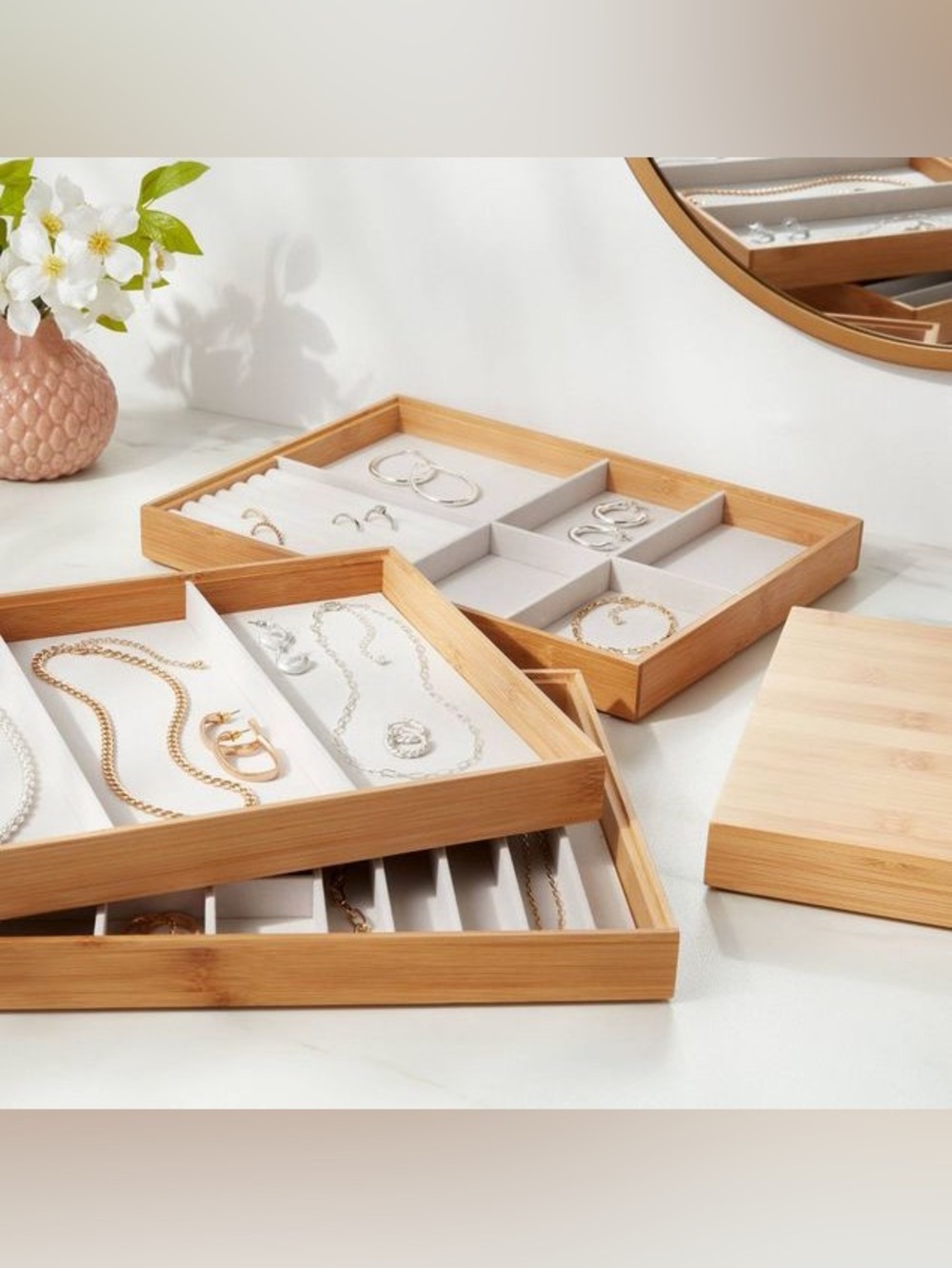 Stackable Bamboo Accessory
Tray Set with Lid 9"x12"